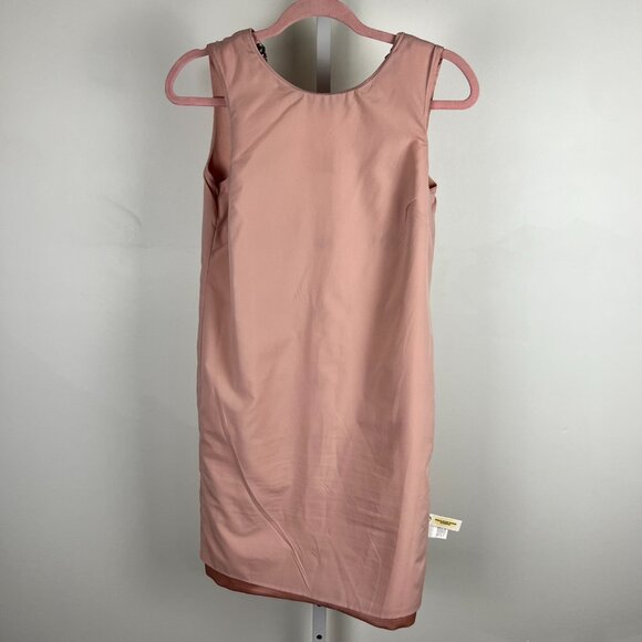 Ann Taylor Bejeweled Blush Pink Satin Shift Dress Wedding Guest Royalty Size 2 - Picture 13 of 16